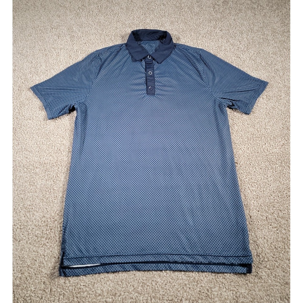 Graham Luxe AOP Performance Polo Golf Shirt Mens Medium Blue All Over‎ Print